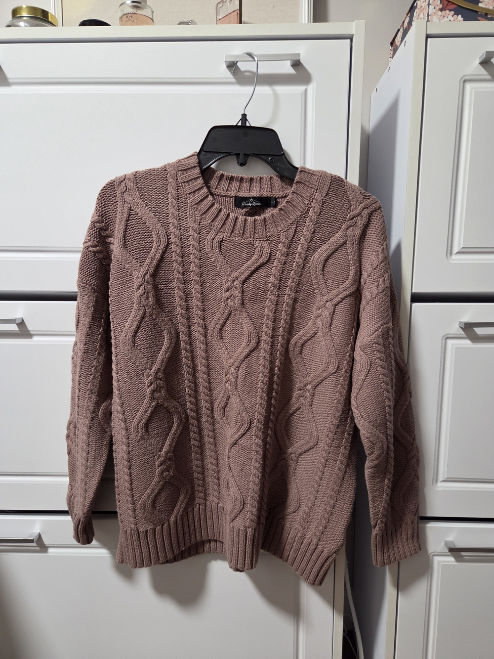 a new day Mauve Cable-Knit Crewneck Sweater